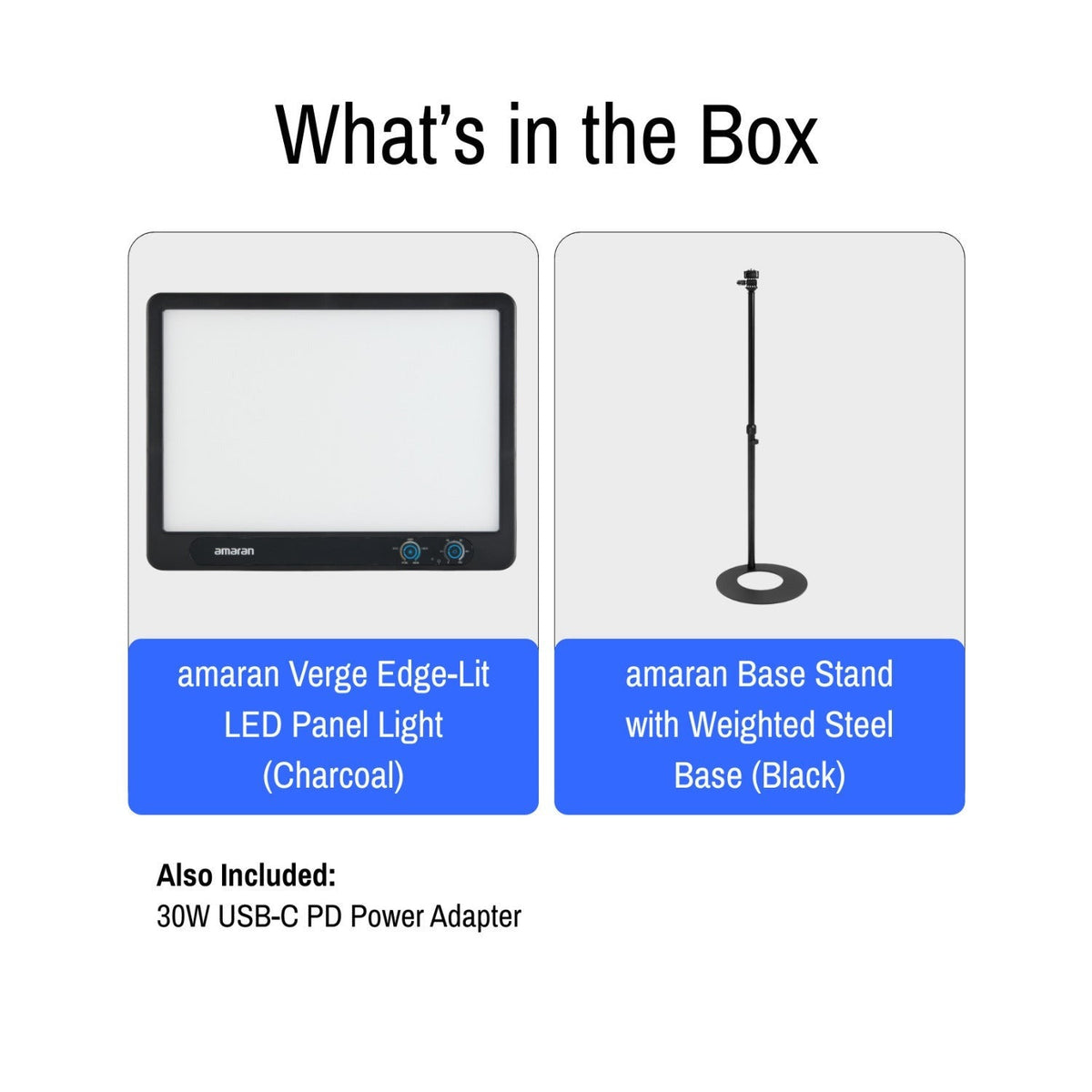 Amaran Verge Edge-Lit LED Panel Light Flicker-Free(Charcoal, US) with Base Stand