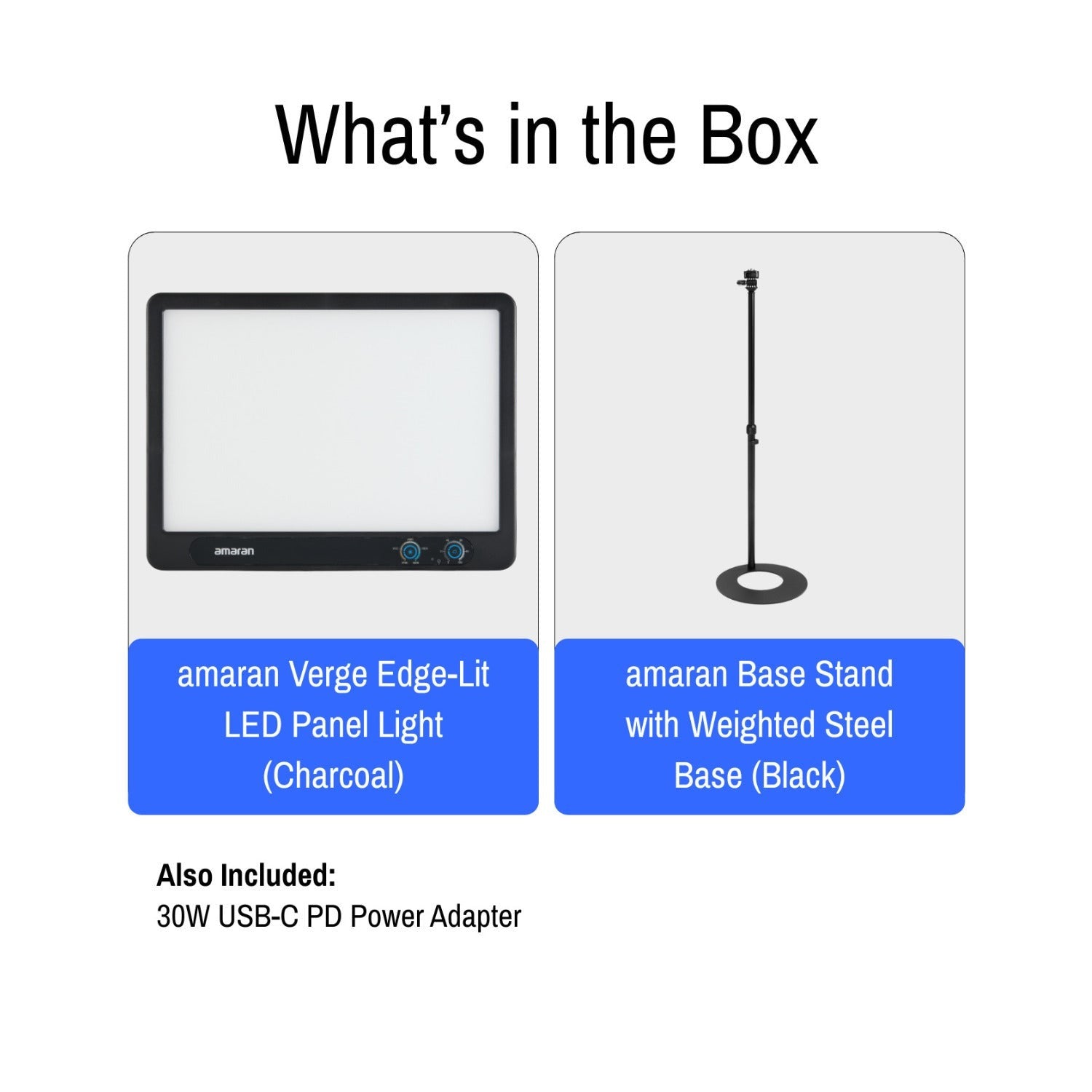Amaran Verge Edge-Lit LED Panel Light Flicker-Free(Charcoal, US) with Base Stand