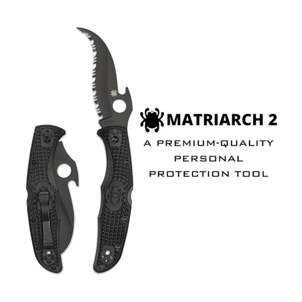 Spyderco Matriarch 2 Folding Knife with Emerson Opener and VG-10 Black Steel Blade (SpyderEdge)