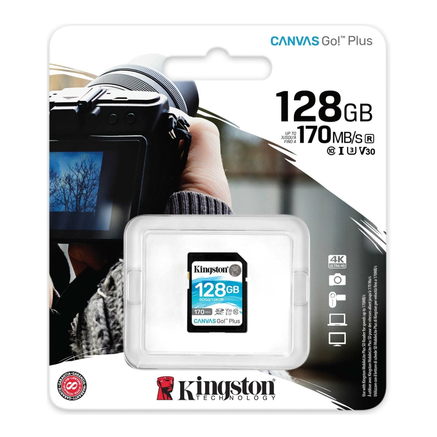 Kingston 128GB SDXC Canvas Go Plus 170MB/s Read Memory Card (SDG3/128GB)
