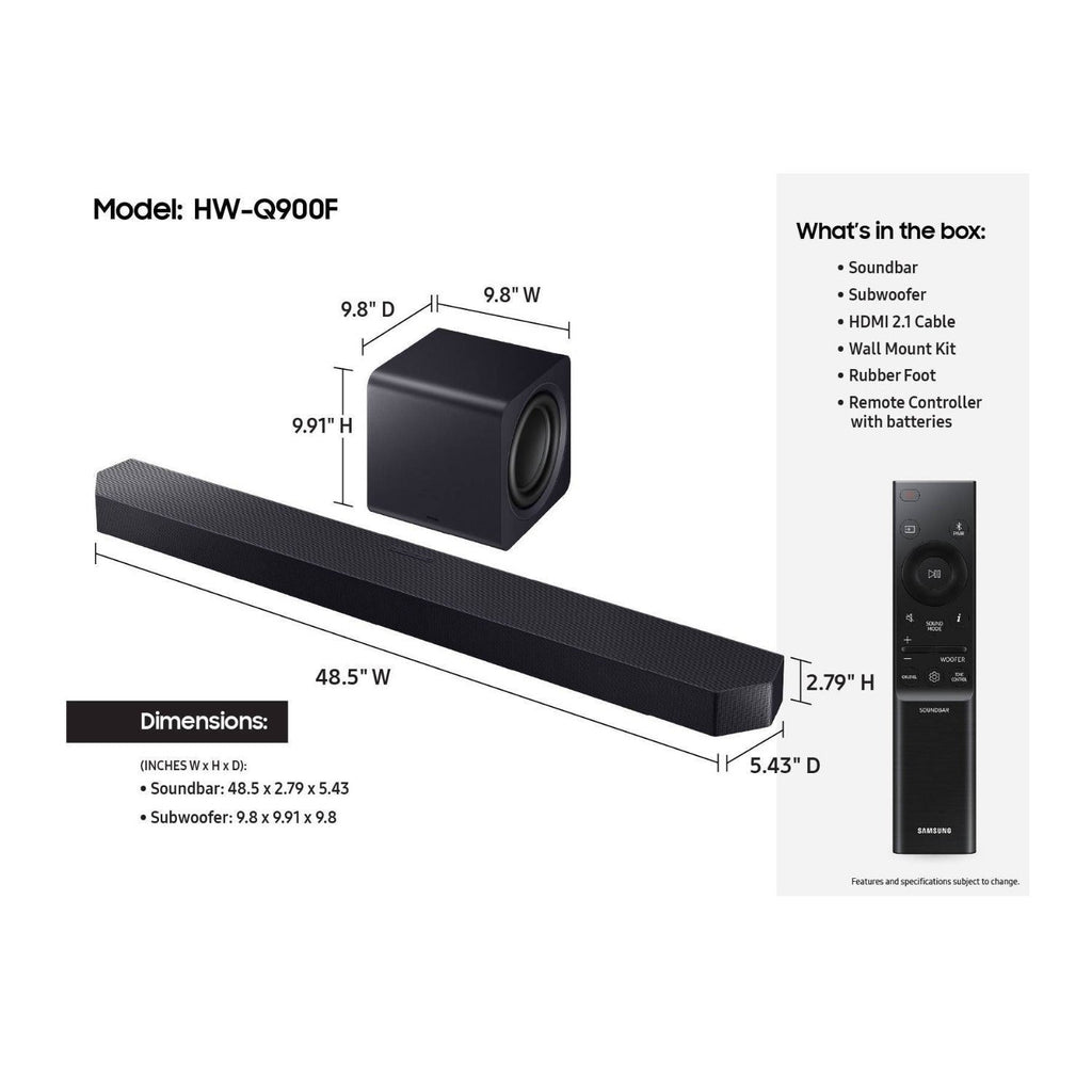 Samsung HW-Q900F 7.1.2 Ch Q-Series Soundbar and Subwoofer