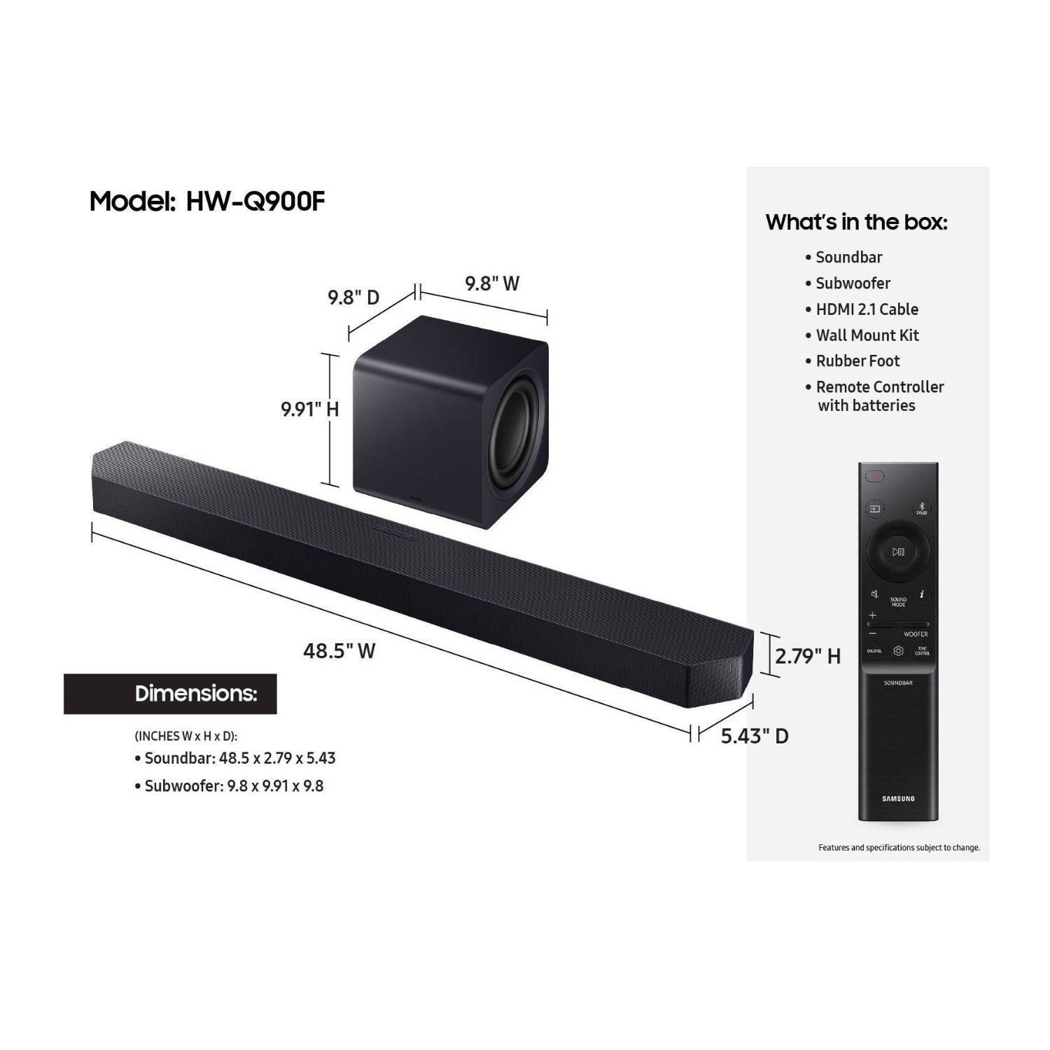 Samsung HW-Q900F 7.1.2 Ch Q-Series Soundbar and Subwoofer