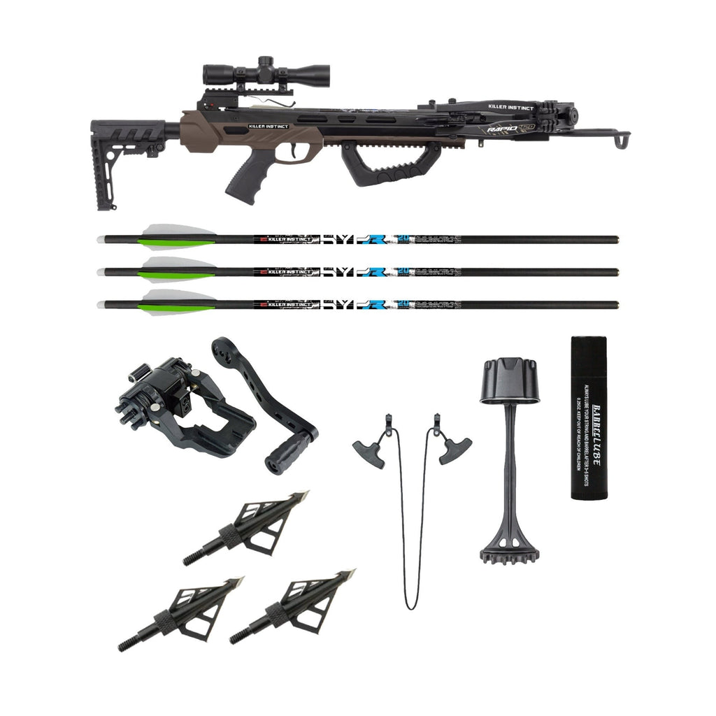 Killer Instinct Rapid 420 Crossbow with Crank and Broadheads Bundle