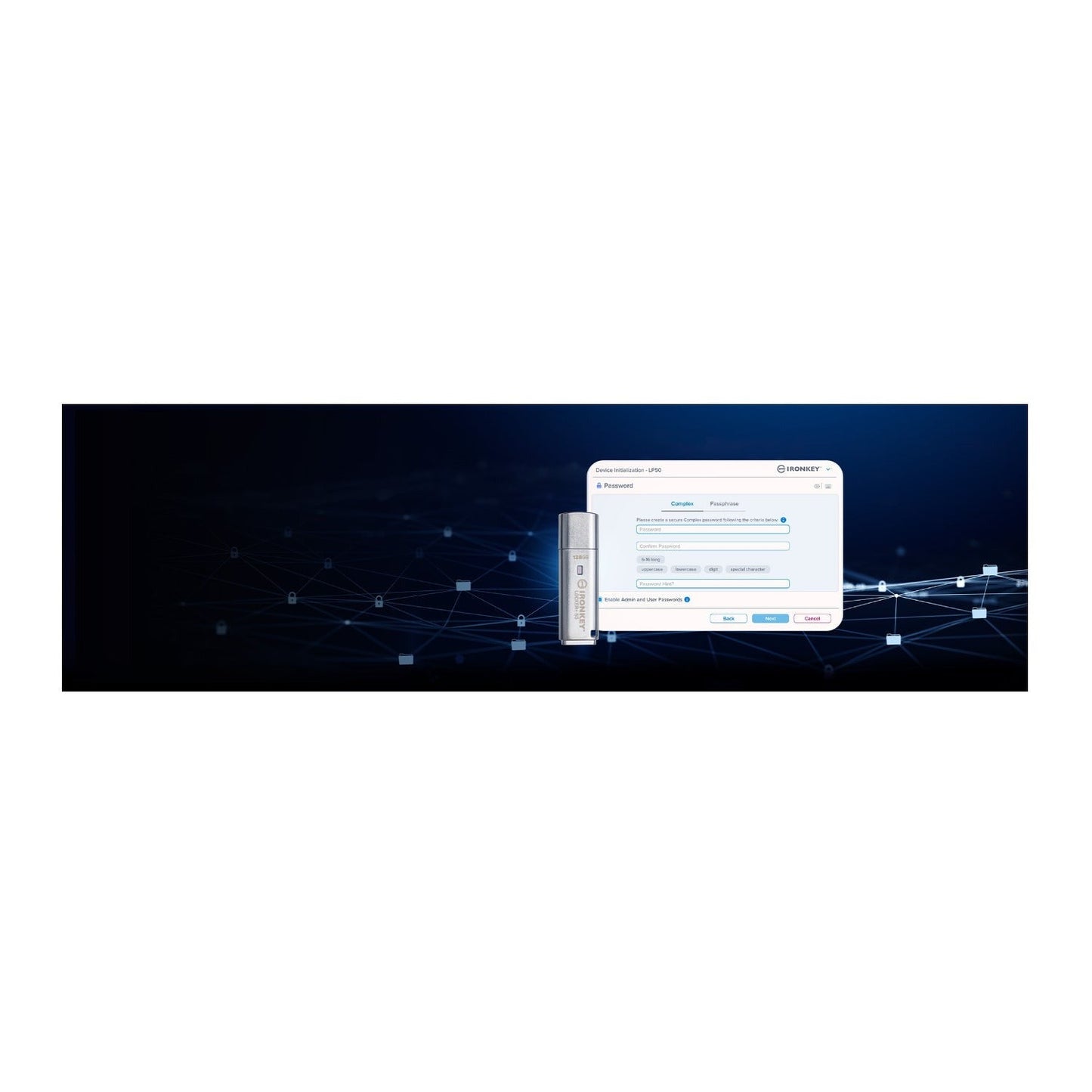 Kingston 128GB IronKey Locker+ 50 USB Type-A Flash Drive