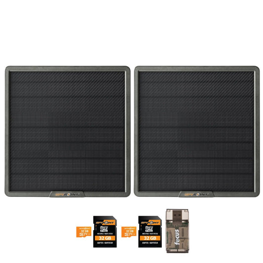 Spypoint 10-Watt Solar Panel for Trail Camera (2-Pack) Bundle with 32GB Memory Card and Reader