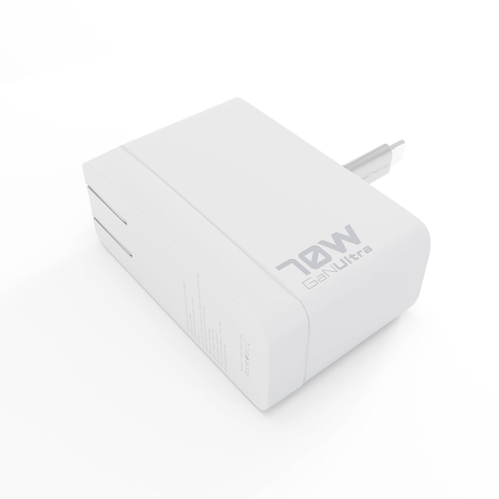 ReelCharge 70W Wall Charger with Retractable USB-C (White)