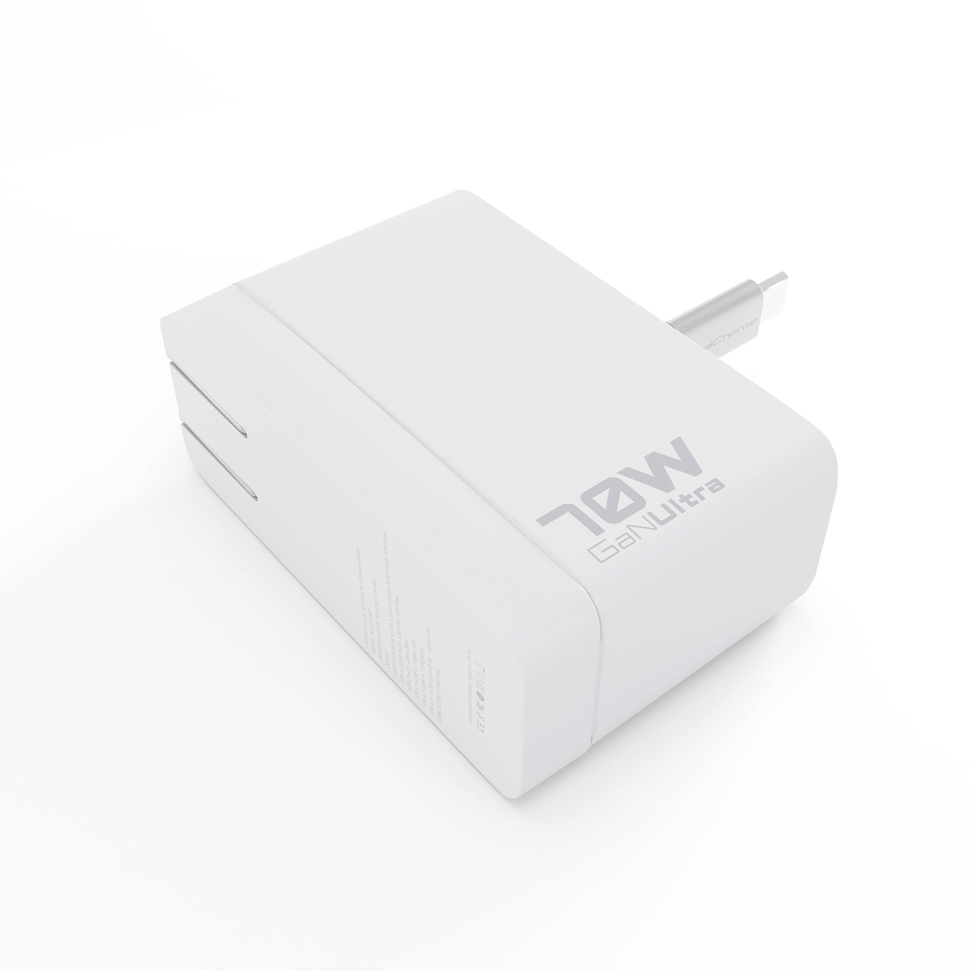 ReelCharge 70W Wall Charger with Retractable USB-C (White)