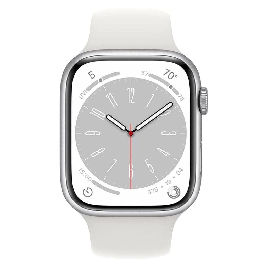 Apple Watch Series 8, 41mm GPS (Silver Aluminum Case, White Sport Band S/M) (Certified Refurbished)