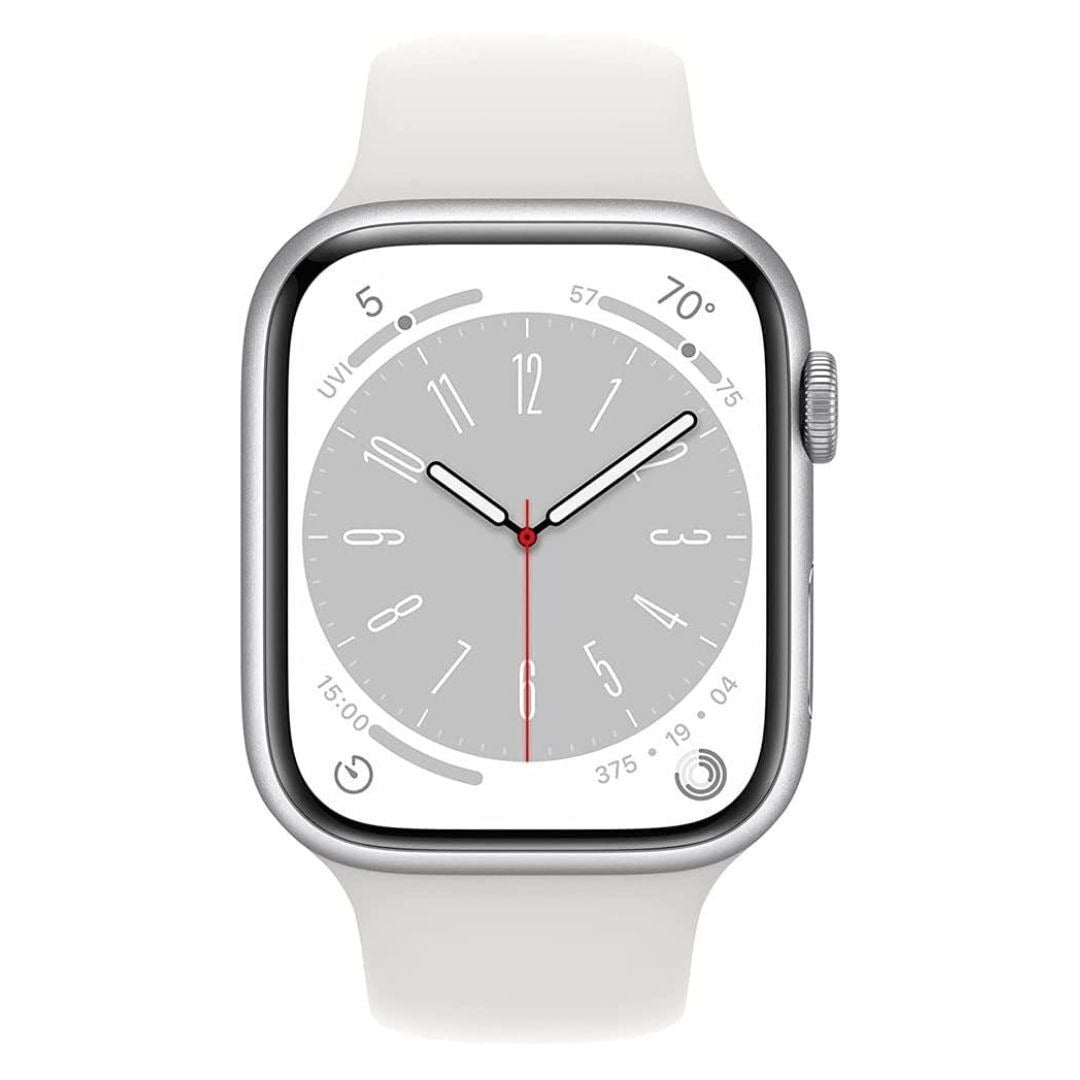 Apple Watch Series 8, 41mm GPS (Silver Aluminum Case, White Sport Band S/M) (Certified Refurbished)