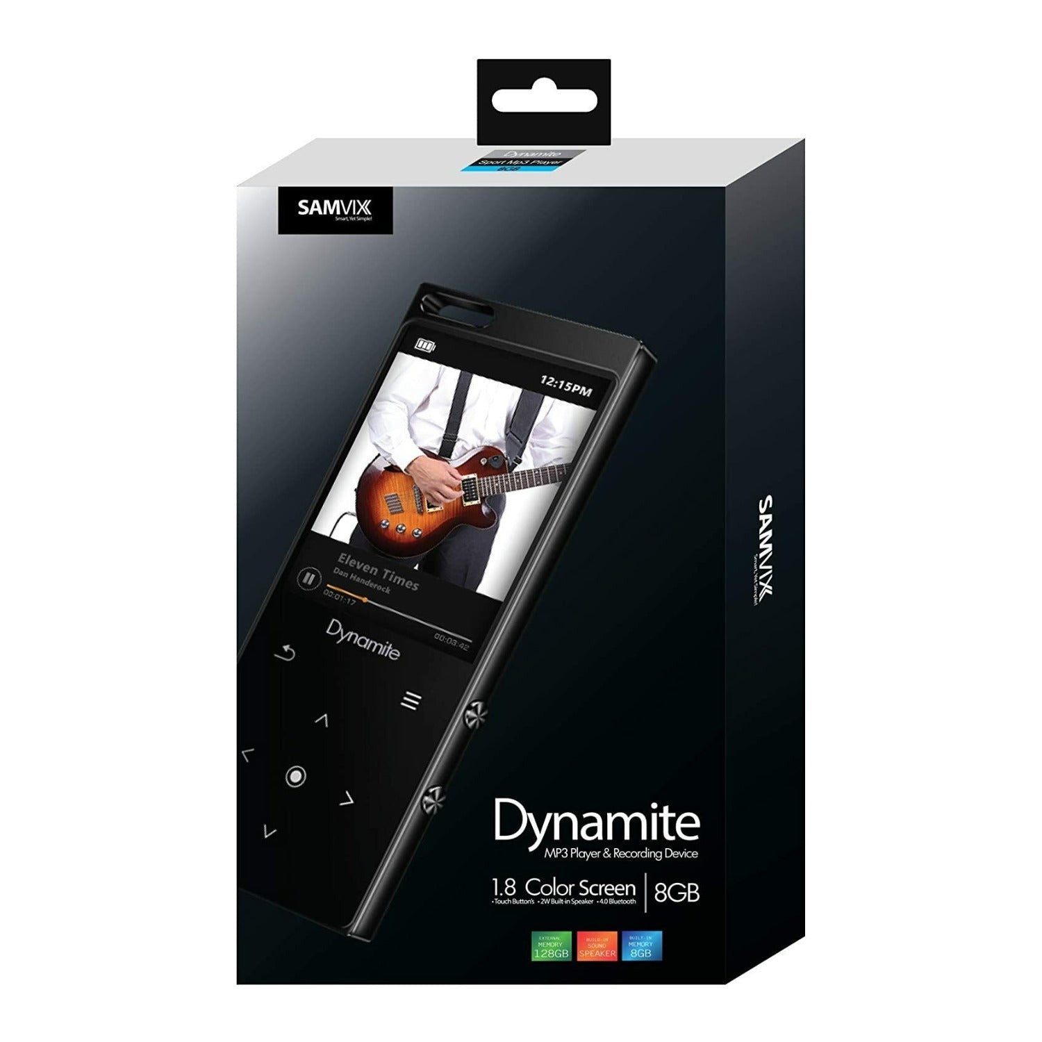 SAMVIX Dynamite Kosher MP3 Player 8GB w/ Bluetooth, Touch, Voice Recorder-Silver