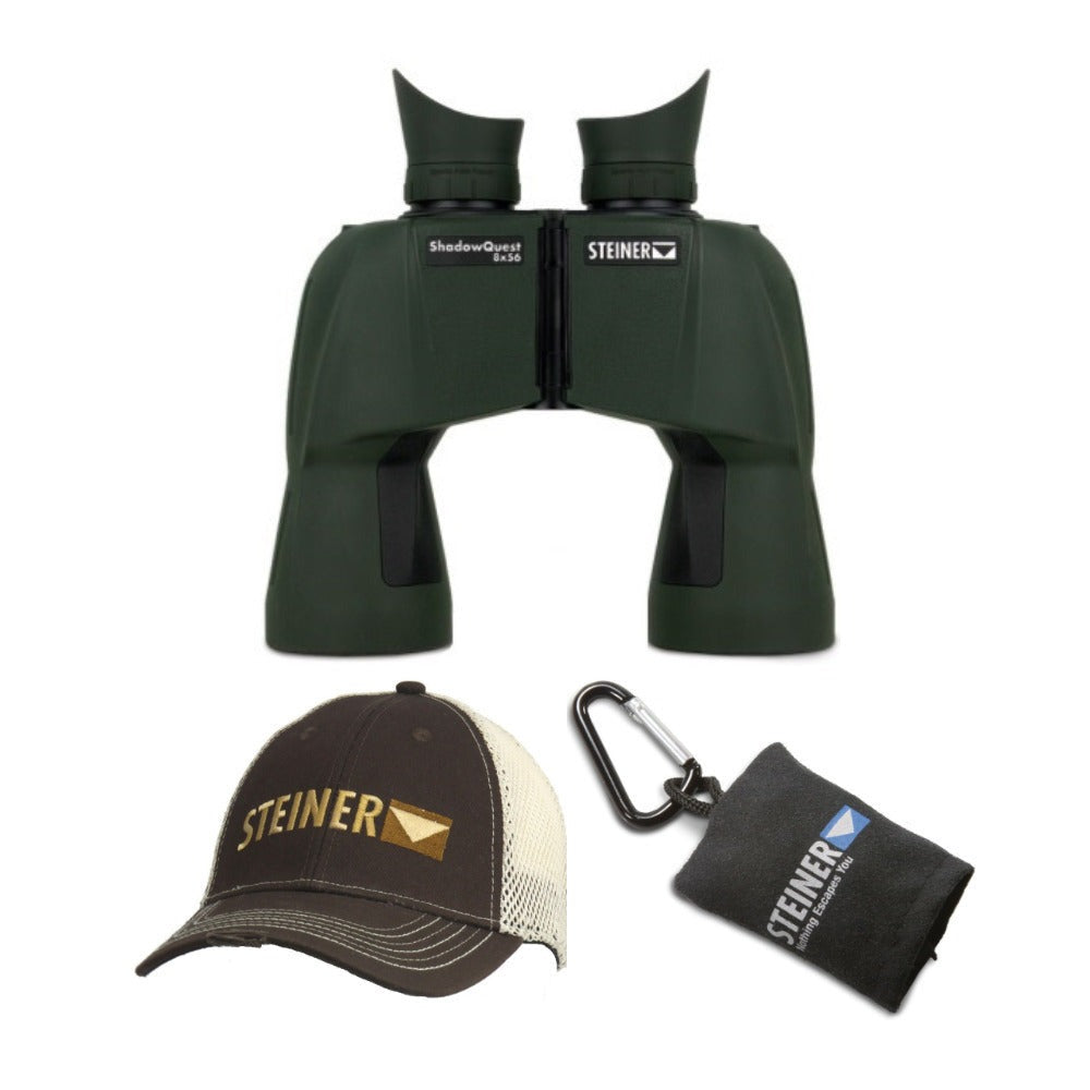 Steiner ShadowQuest 8x56 Binoculars with Cap and Microfiber Lens Cloth Pouch