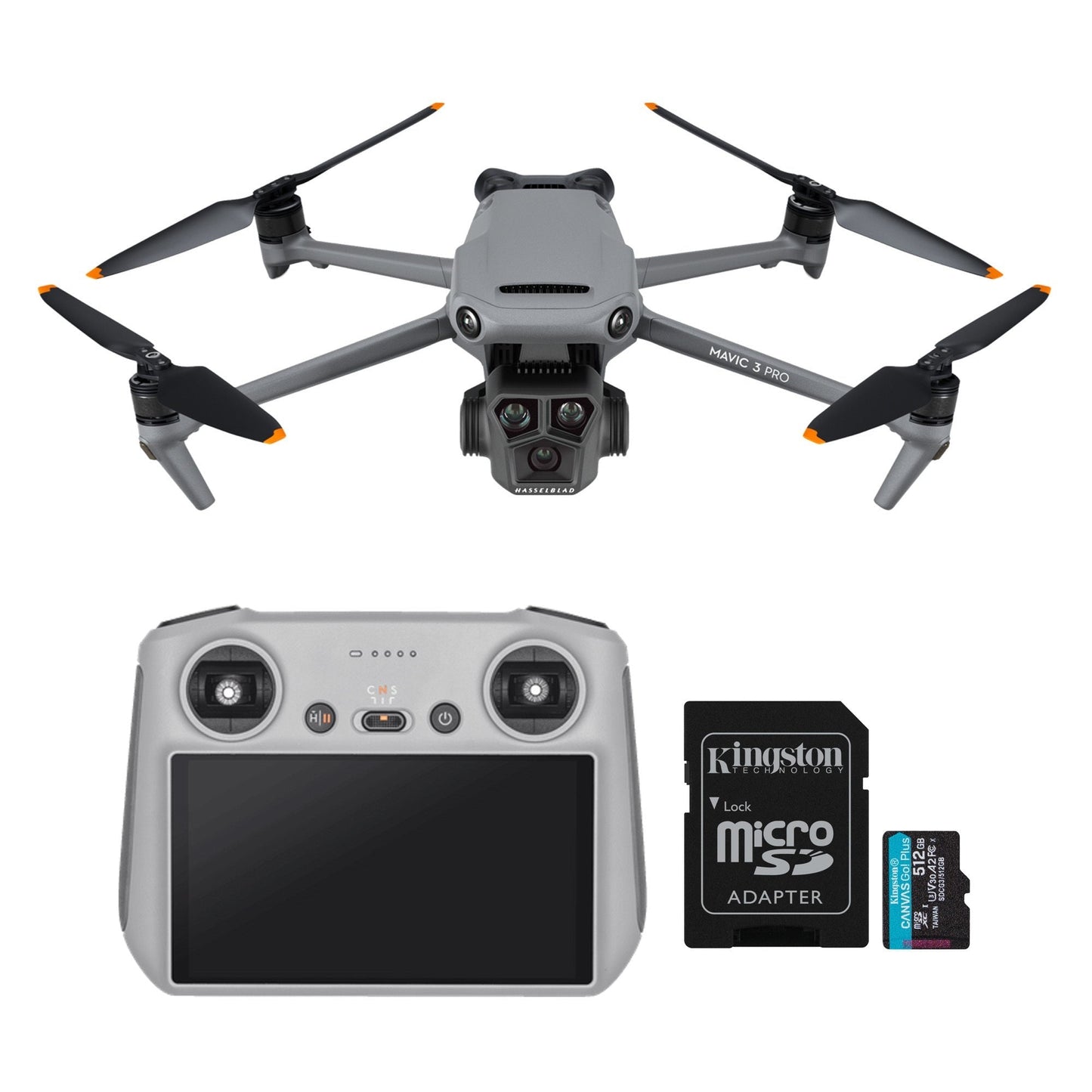 DJI Mavic 3 Pro Camera Drone with RC Remote and 128GB MicroSD – 4/3 CMOS Hasselblad Camera