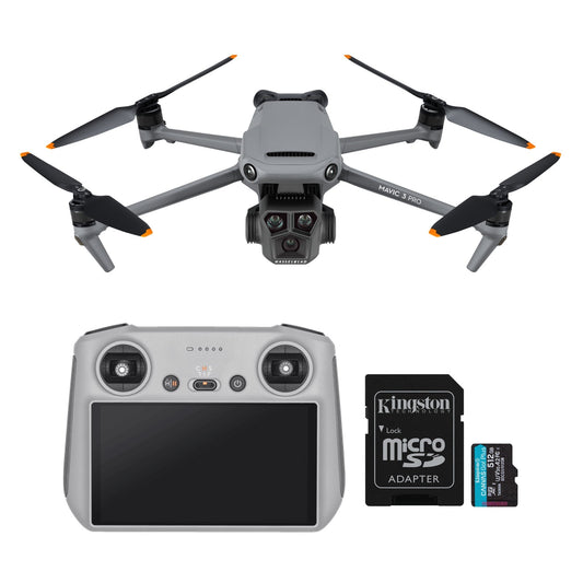DJI Mavic 3 Pro Camera Drone with RC Remote and 128GB MicroSD – 4/3 CMOS Hasselblad Camera