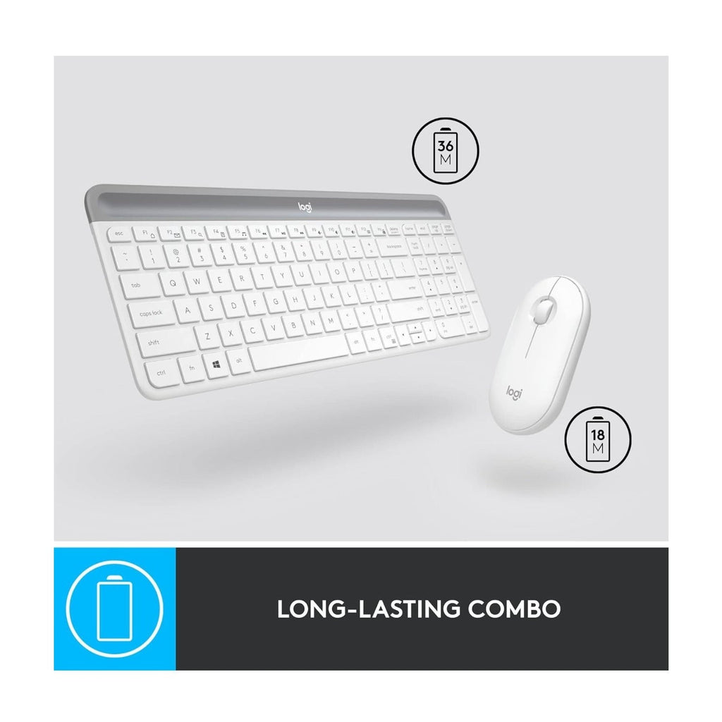Logitech MK470 Slim Logitech Wireless Keyboard and Mouse Combo (Off-White)