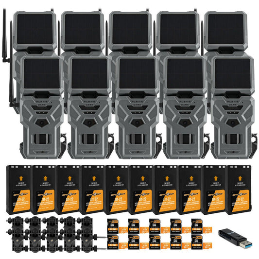 Spypoint Flex-S-Dark Solar Trail Camera with Panel (10 Pack) with Accessories