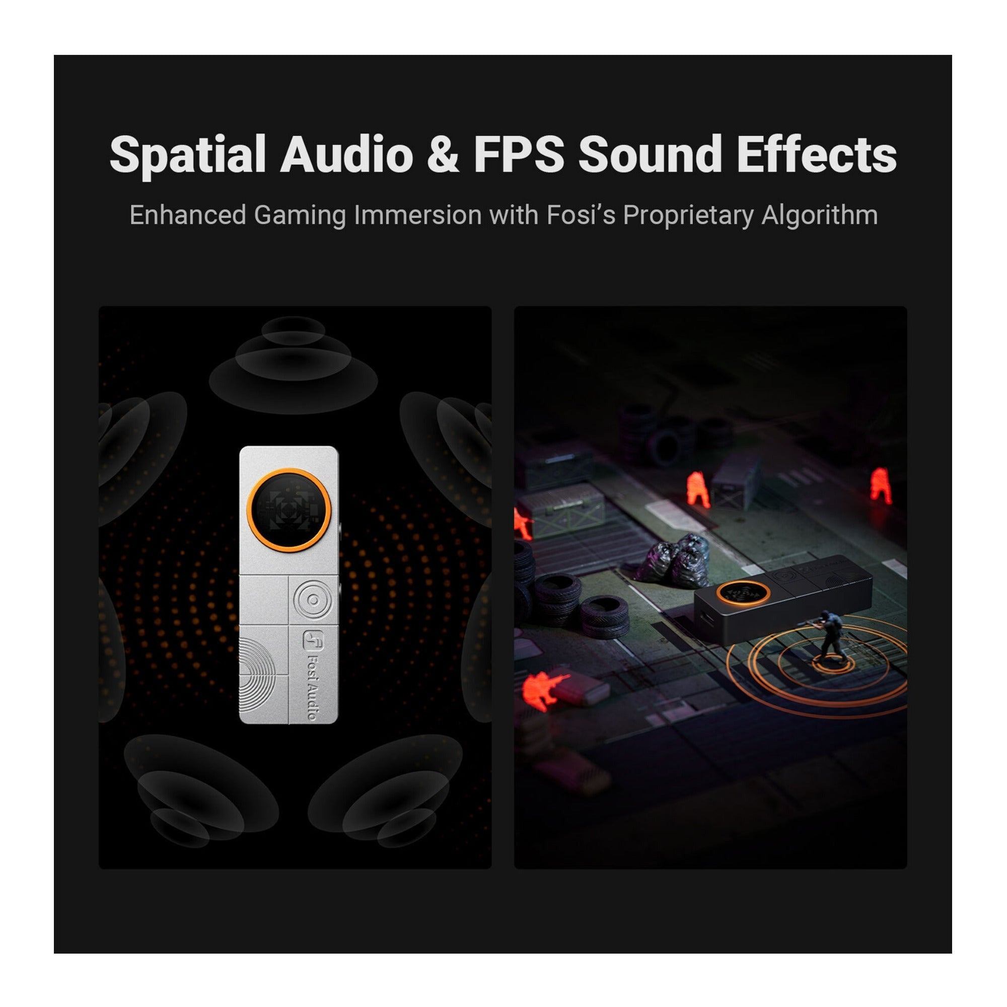 Fosi Audio DS3 Portable USB DAC Headphone Amplifier with Spatial Audio (Black)