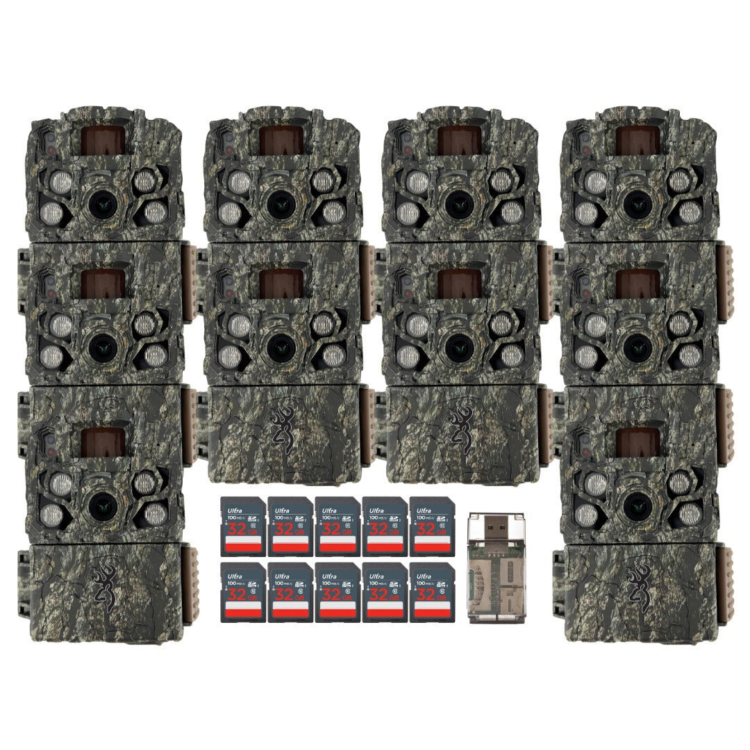 Browning Trail Cameras Strike Force FHDR (10-Pack) with 10 x 32GB Memory Card and Card Reader Bundle
