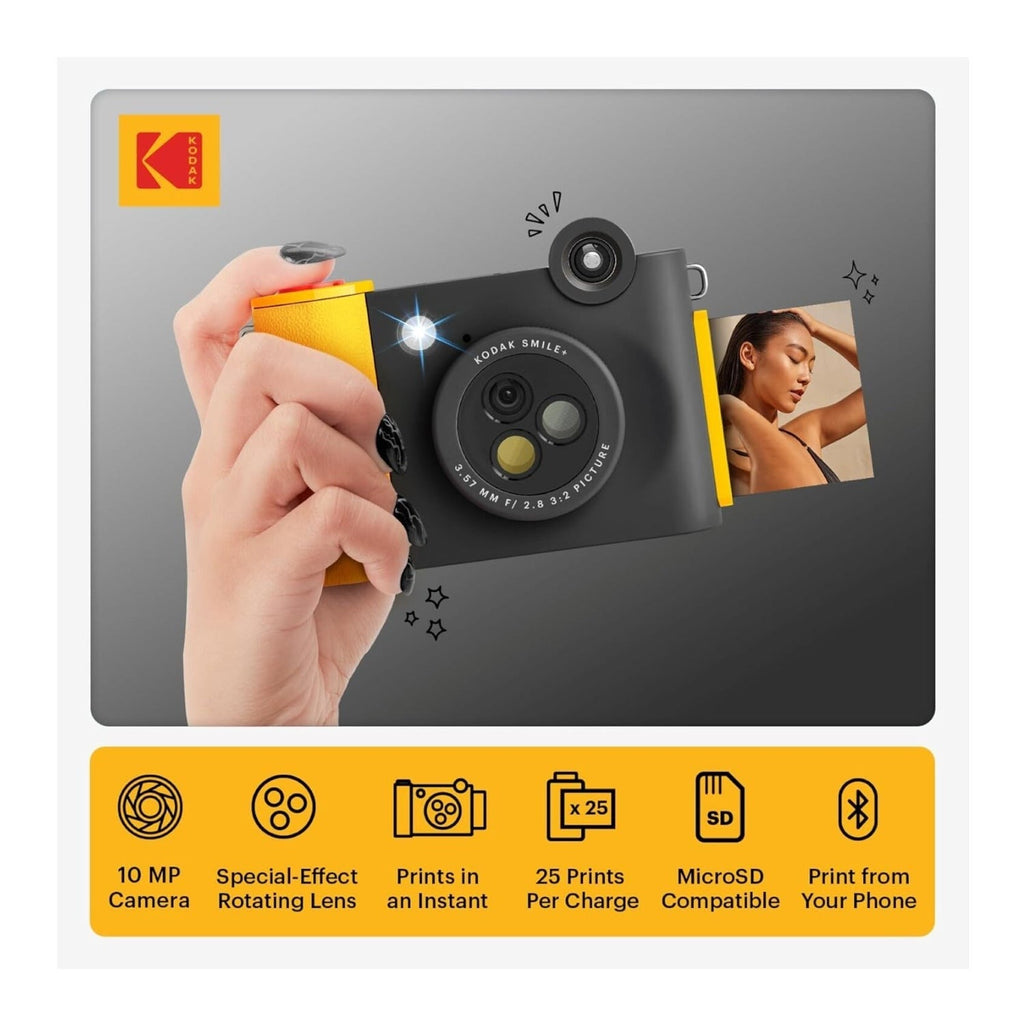 KODAK Smile+ Digital Instant Print Camera with Effect-changing Lens (Black)