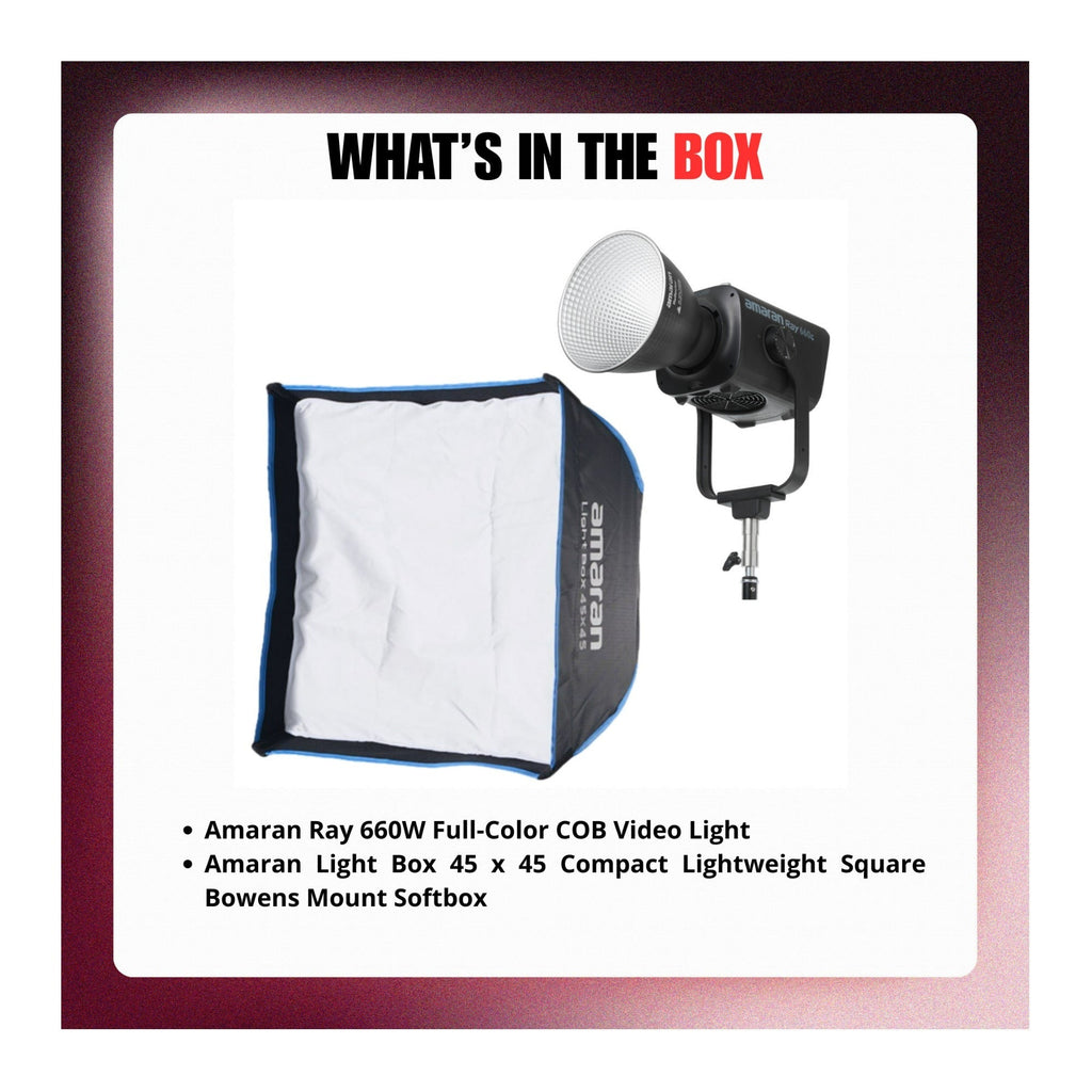 Amaran Ray 660W Full-Color COB Video Light with Light Box 45x45 Bundle