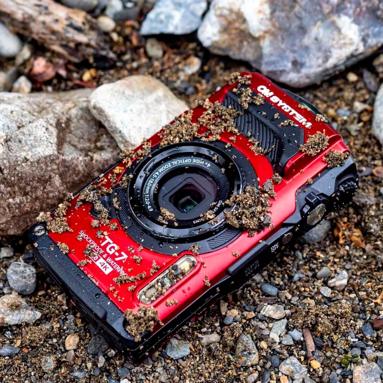 OM SYSTEM Tough TG-7 Digital Camera (Red) Bundle with Waterproof Hard Case