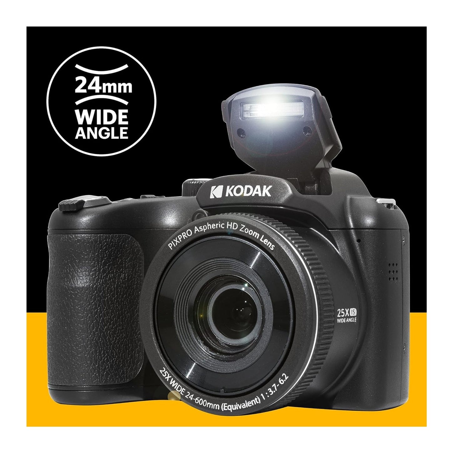 Kodak PIXPRO AZ255 Astro Zoom 16MP Digital Camera (Black) with 128GB SDXC Card