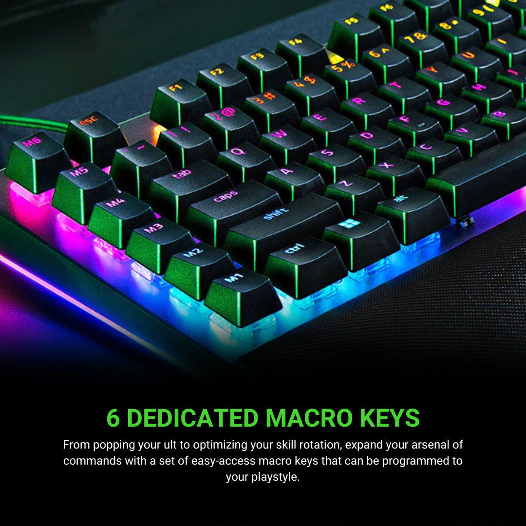 Razer BlackWidow V4 Green Switch Gaming Keyboard Bundle, RZ03-04690200, Black (Certified Refurbished)