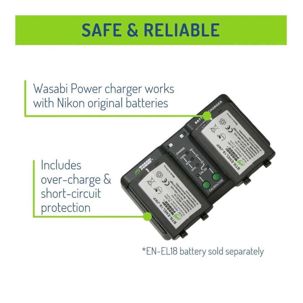 Wasabi Power Dual Battery Charger for Nikon EN-EL18 Series