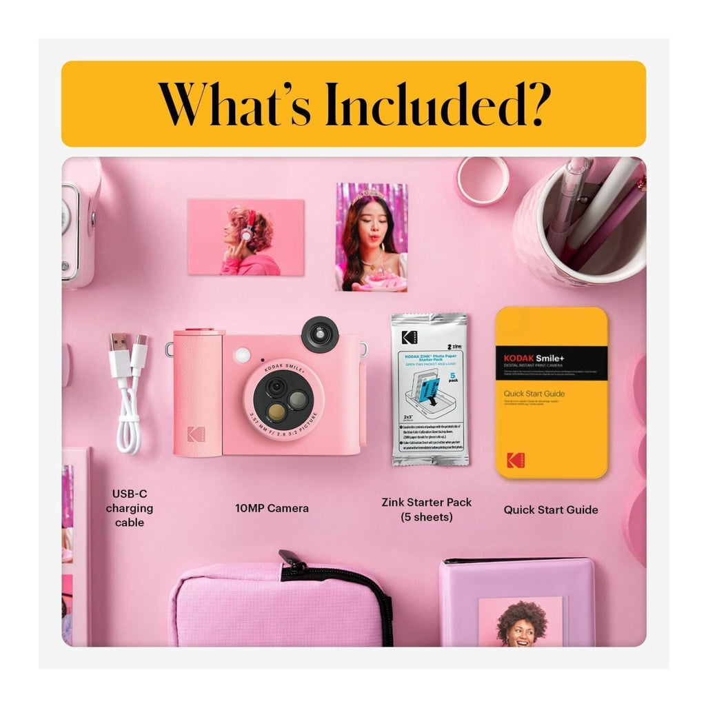 KODAK Smile+ Digital Instant Print Camera with Effect-changing Lens (Pink)