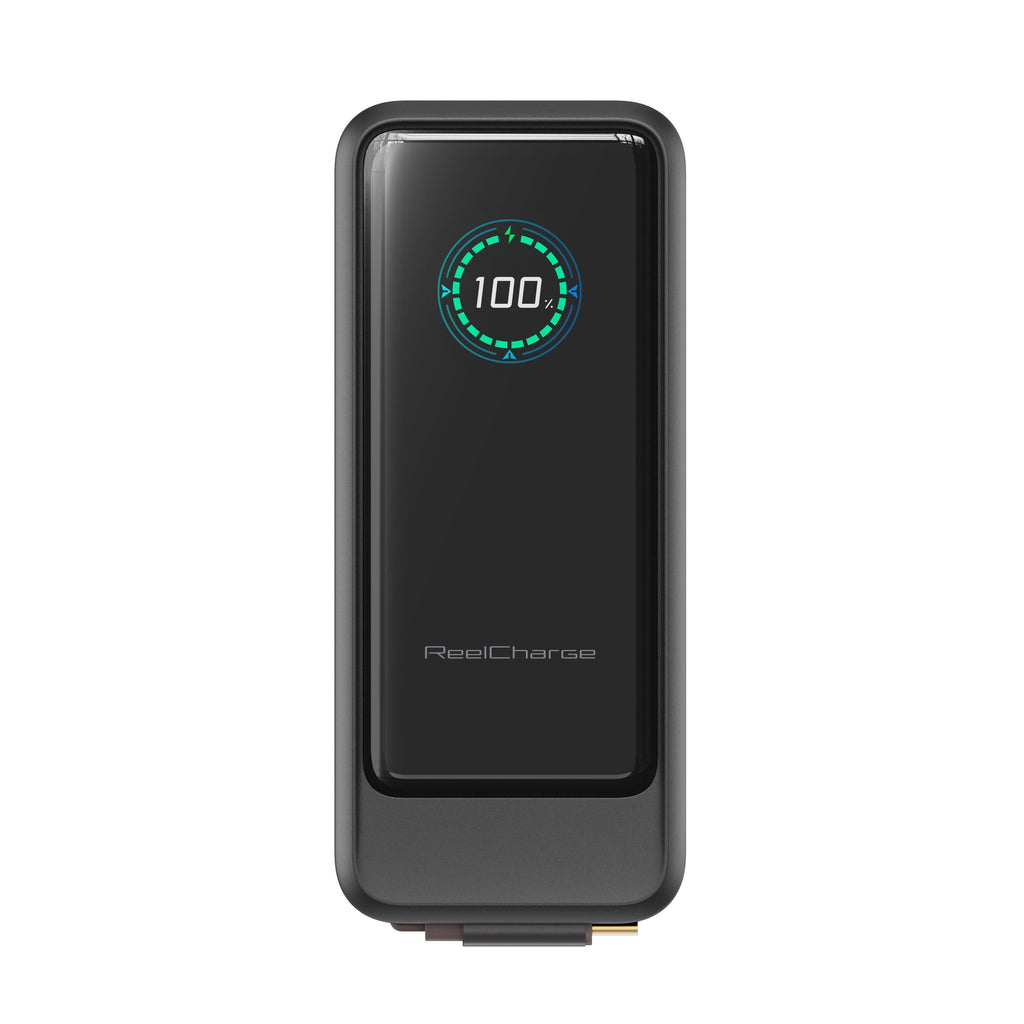 ReelCharge ReelPro 10,000mAh Power Bank with Retractable 45W USB-C (Gray)