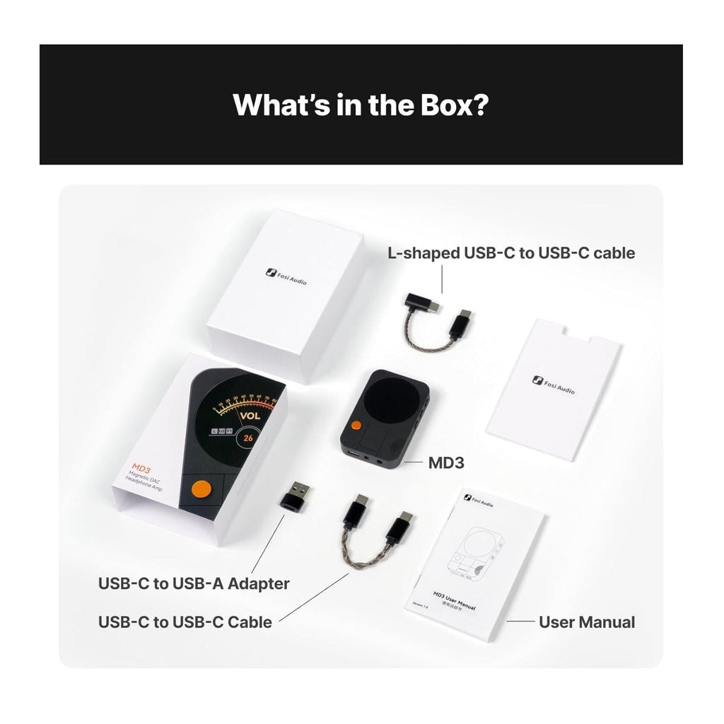 Fosi Audio MD3 Portable Magnetic DAC Headphone Amplifier USB-C (Black)