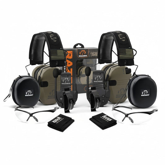 Walker's Razor Slim Electronic Muff (FDE, 2-Pack) Bundle with Accessories
