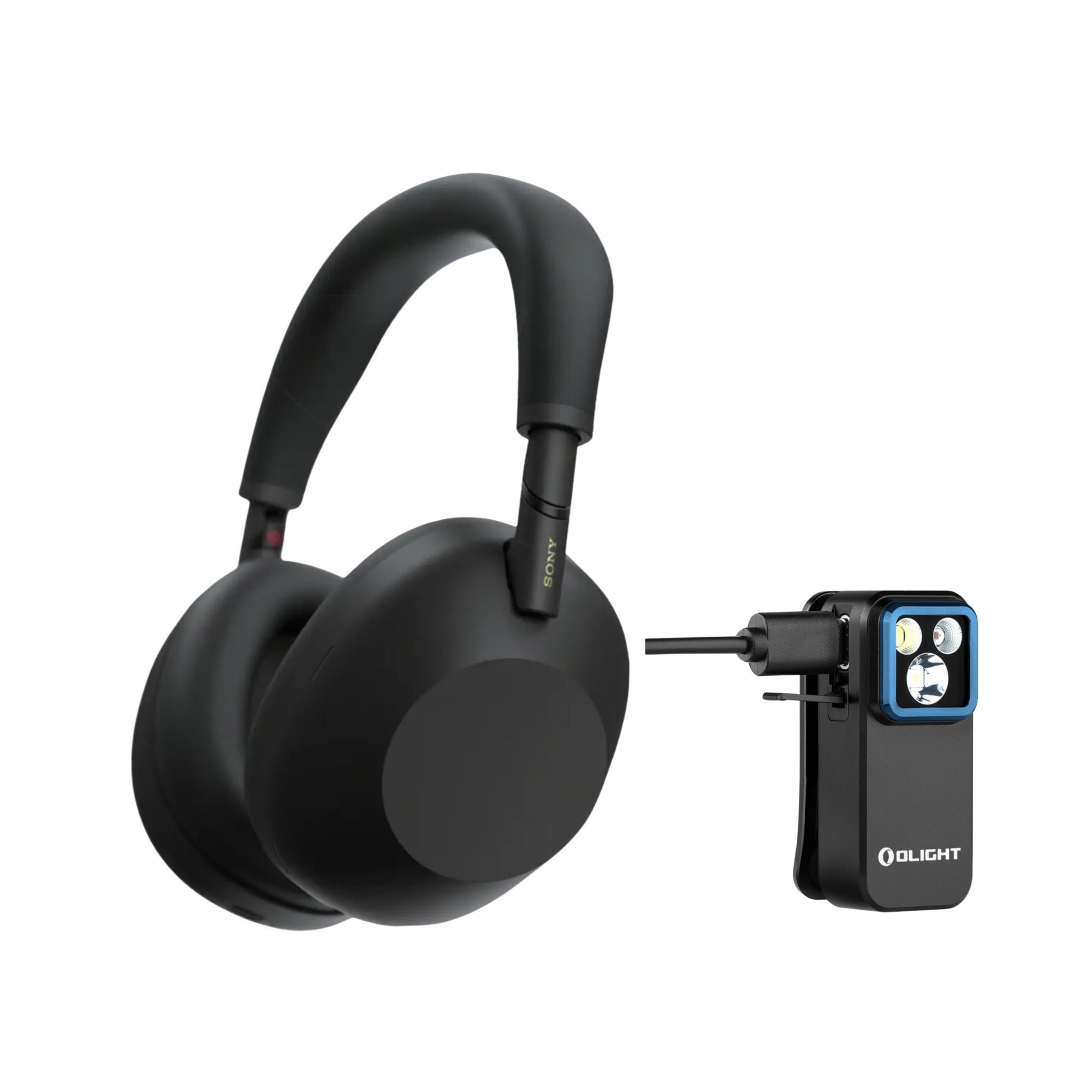 Sony WH-1000XM6 Wireless Headphones (Black) Bundle with Clip-On Light