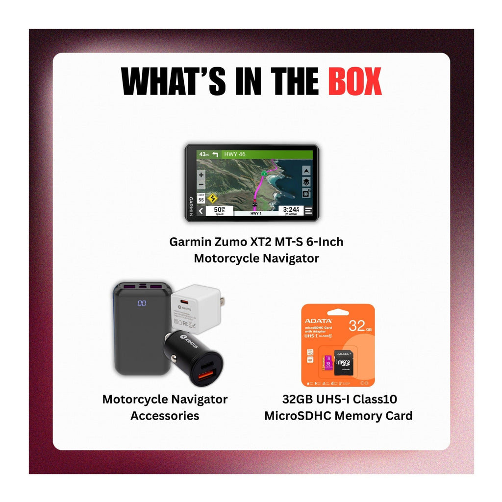 Garmin Zumo XT2 MT-S 6-Inch Motorcycle Navigator with Accessories Bundle