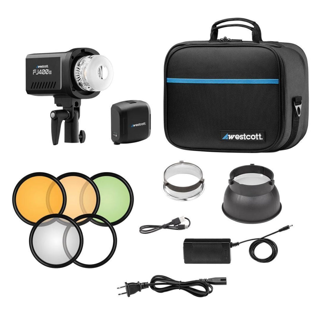 Westcott FJ400 II 400Ws Touchscreen Strobe with FJ Pro AC, DC Battery Bundle