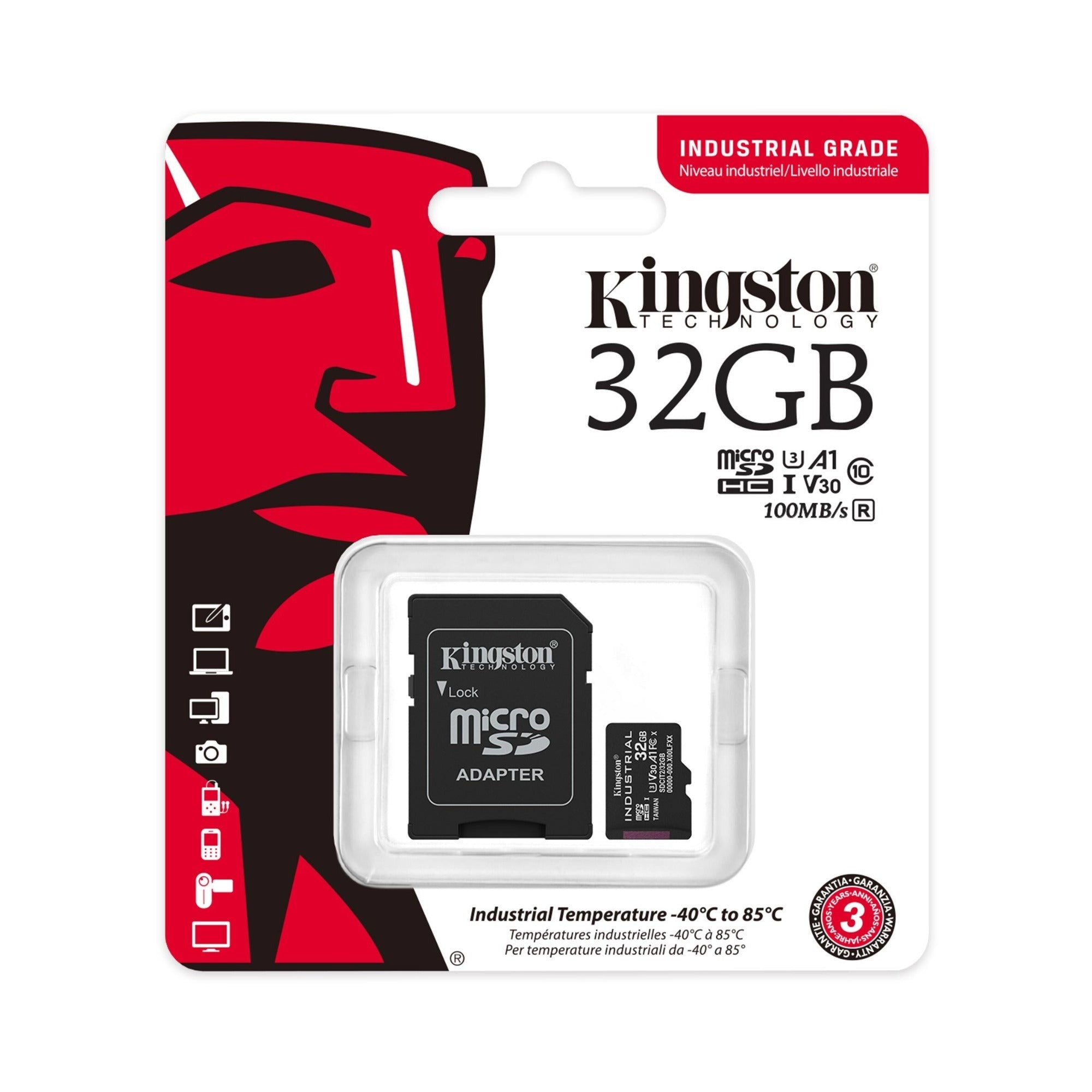 Kingston 32GB Industrial UHS-I microSDHC Memory Card with SD Adapter