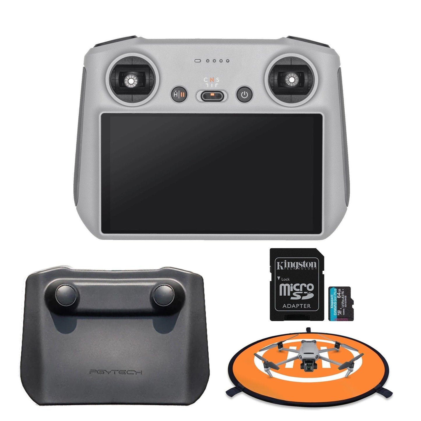 DJI RC Lightweight FHD Remote Controller for DJI Drones with 64GB SD Card, Cover, and Landing Pad