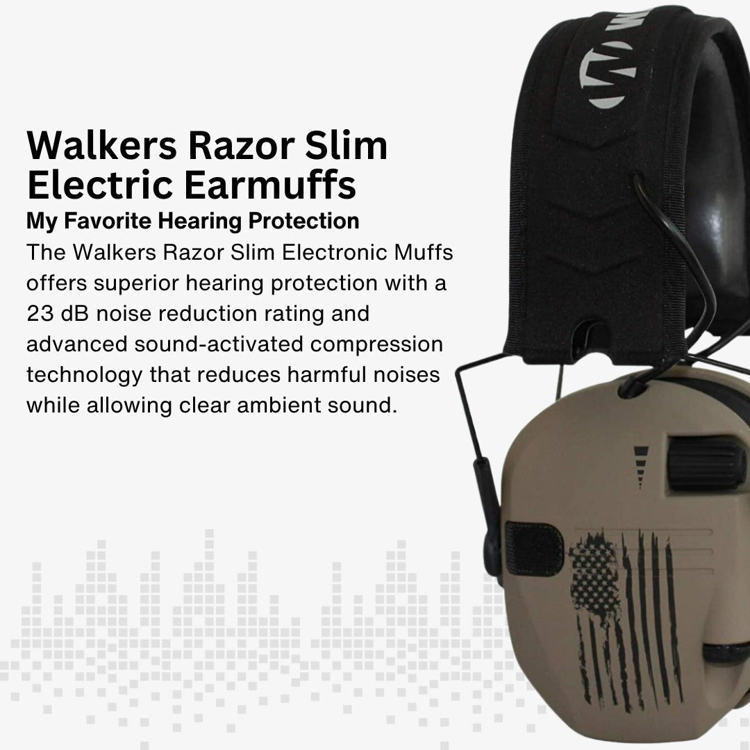 Walker's Razor Walkie Talkie Bundle with Ear Muff (US Flag-FDE) and Accessories