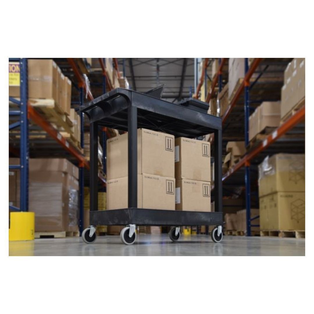 Luxor EC Series 32-Inch x 18-Inch Tub Storage Utility Cart with Two Tub Shelf Cart Suits (Black)
