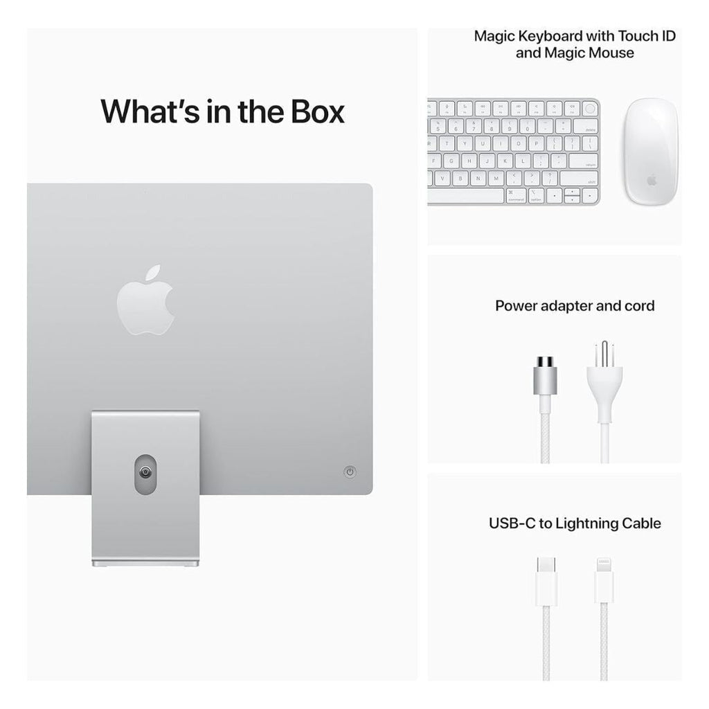 Apple iMac 24" with Apple M1 Chip, 8GB RAM, 256GB SSD, Silver (Used)