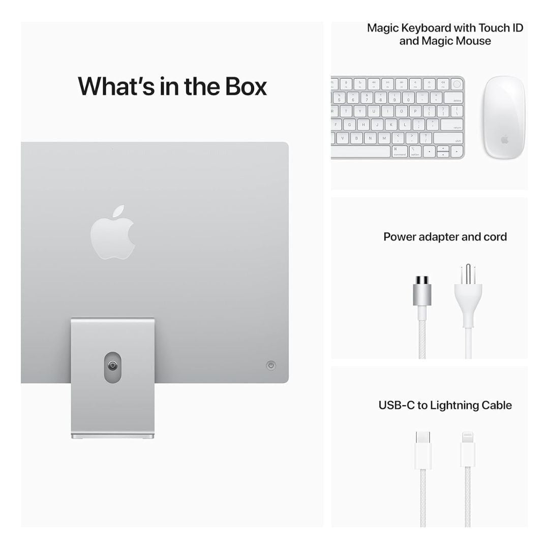 Apple iMac 24" with Apple M1 Chip, 8GB RAM, 256GB SSD, Silver (Used)
