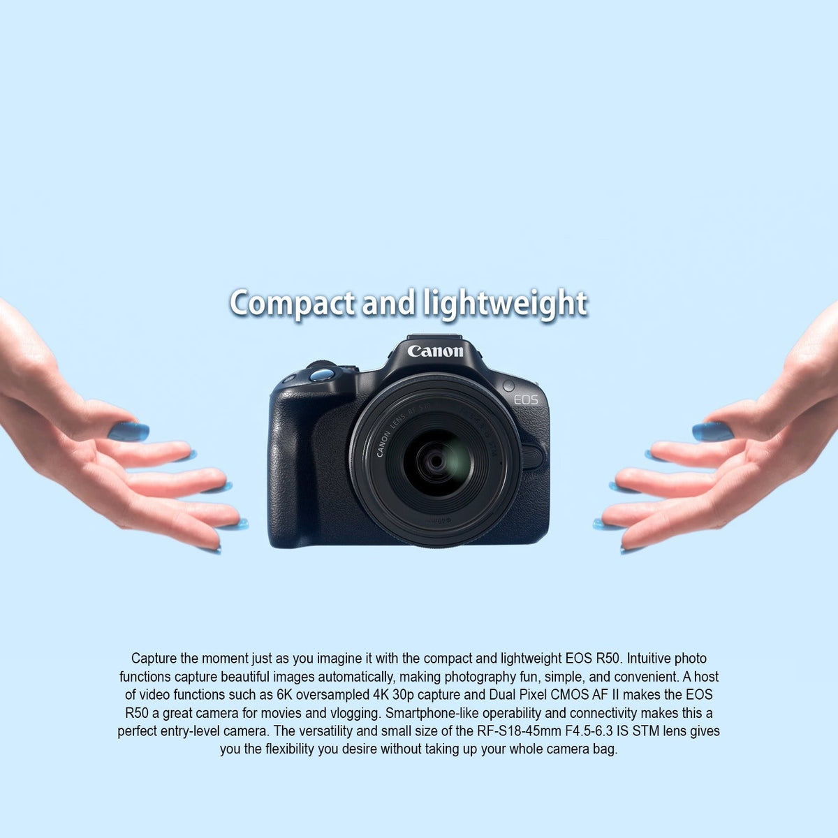 Canon EOS R50 Mirrorless Camera with 18-45mm Lens (Black)