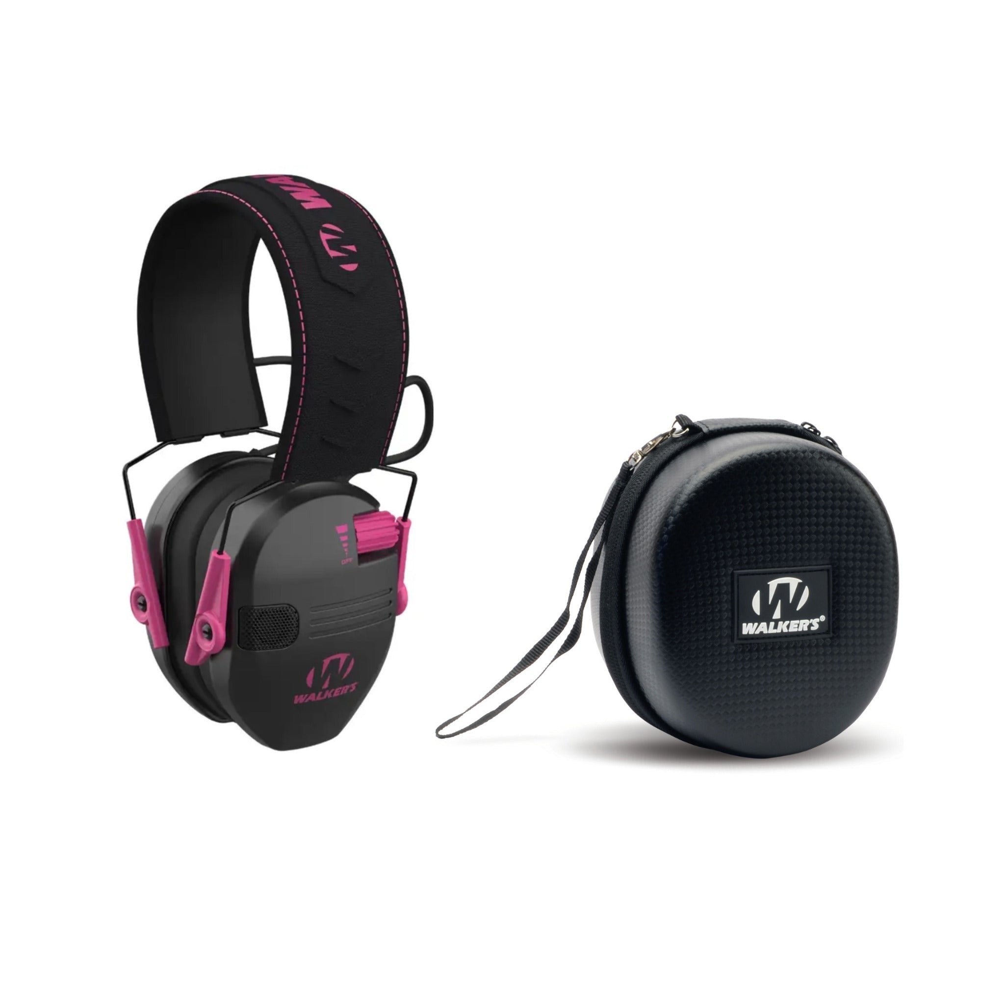 Walker's Razor Junior Hearing Protection Muff (Pink) with Protective Case