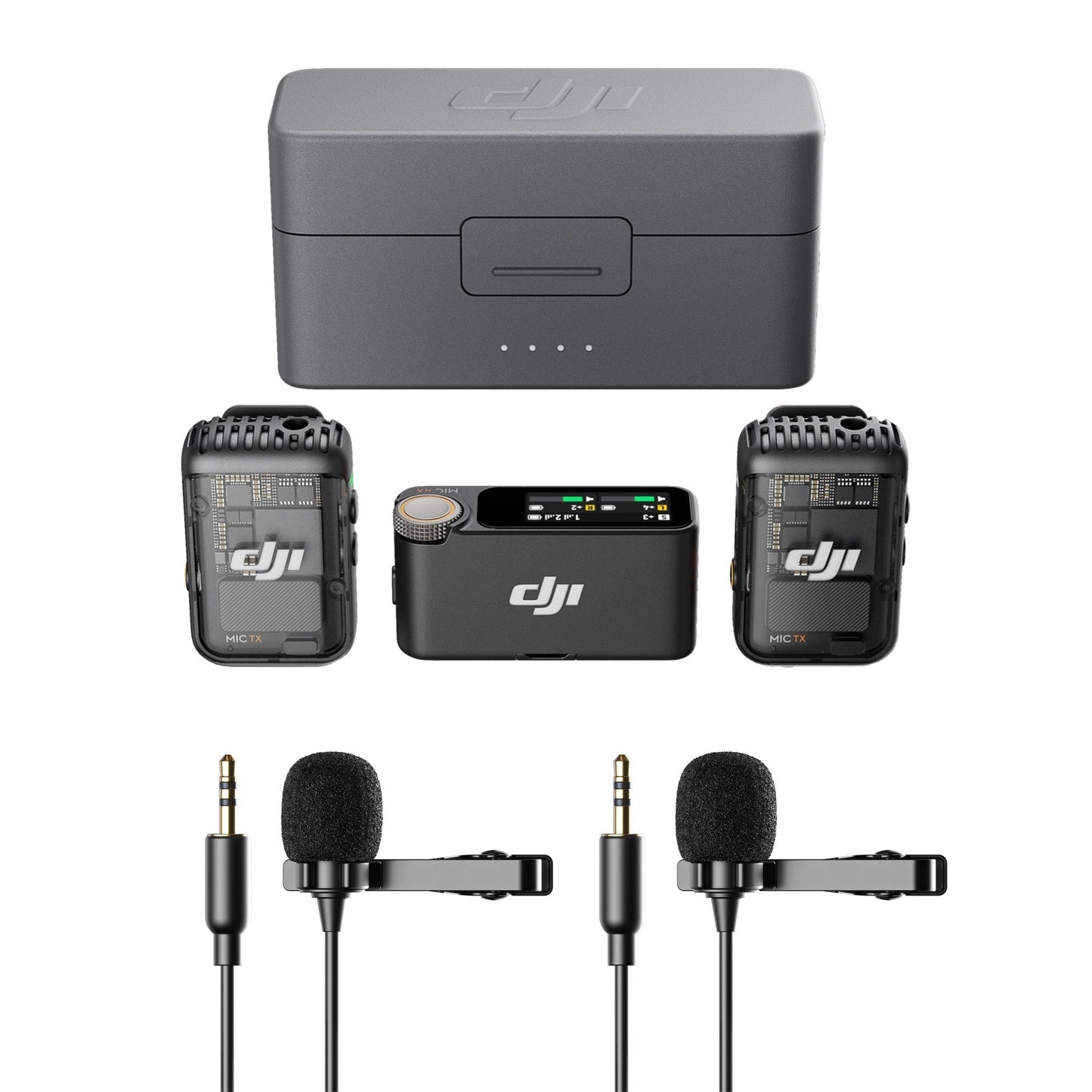 DJI Mic 2 with Two Condenser Lavalier Microphones - Compact Digital Wireless Microphone System