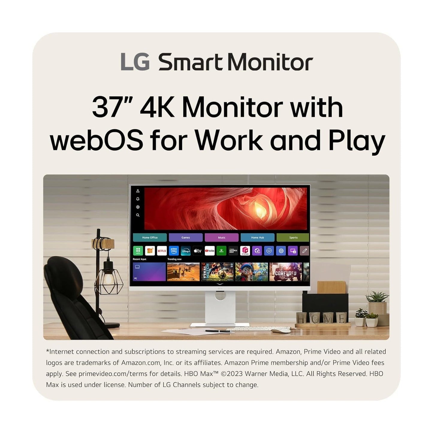 LG 37 Inch 4K UHD Smart Monitor IPS webOS AirPlay 2 Built-In Speaker (White)