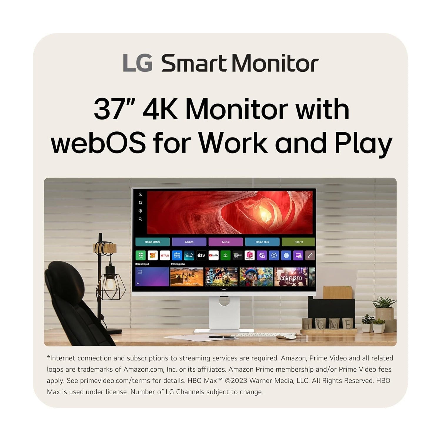 LG 37 Inch 4K UHD Smart Monitor IPS webOS AirPlay 2 Built-In Speaker (White)