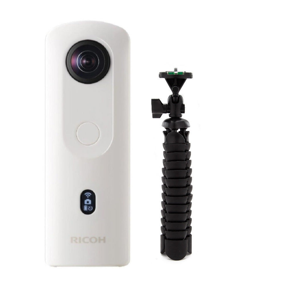 Ricoh Theta SC2 360-Degree 4K Spherical VR Camera (White) with Flexible 10-Inch Spider Tripod