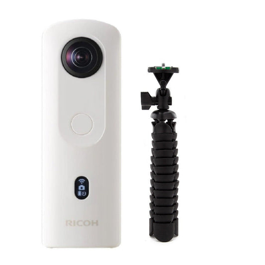 Ricoh Theta SC2 360-Degree 4K Spherical VR Camera (White) with Flexible 10-Inch Spider Tripod