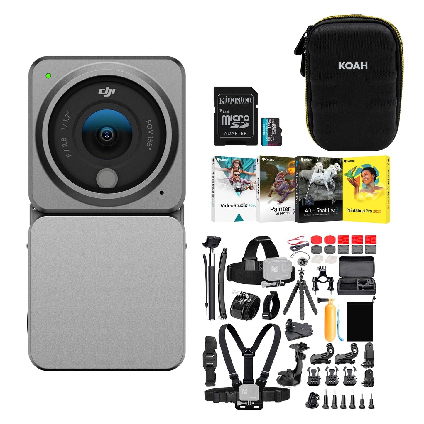 DJI Action 2 Power Combo Adventure Bundle - Portable and Wearable 4K Camera with Extra Power