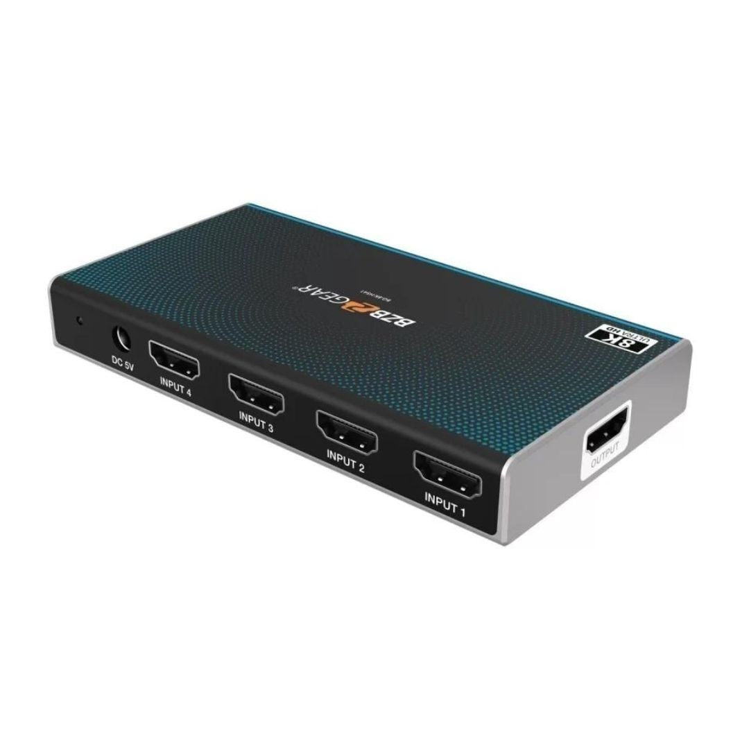 BZBGEAR 4x1 8K60 UHD Ultra-Slim HDMI 2.1 Switcher with EDID Management and Built-In Equalizer