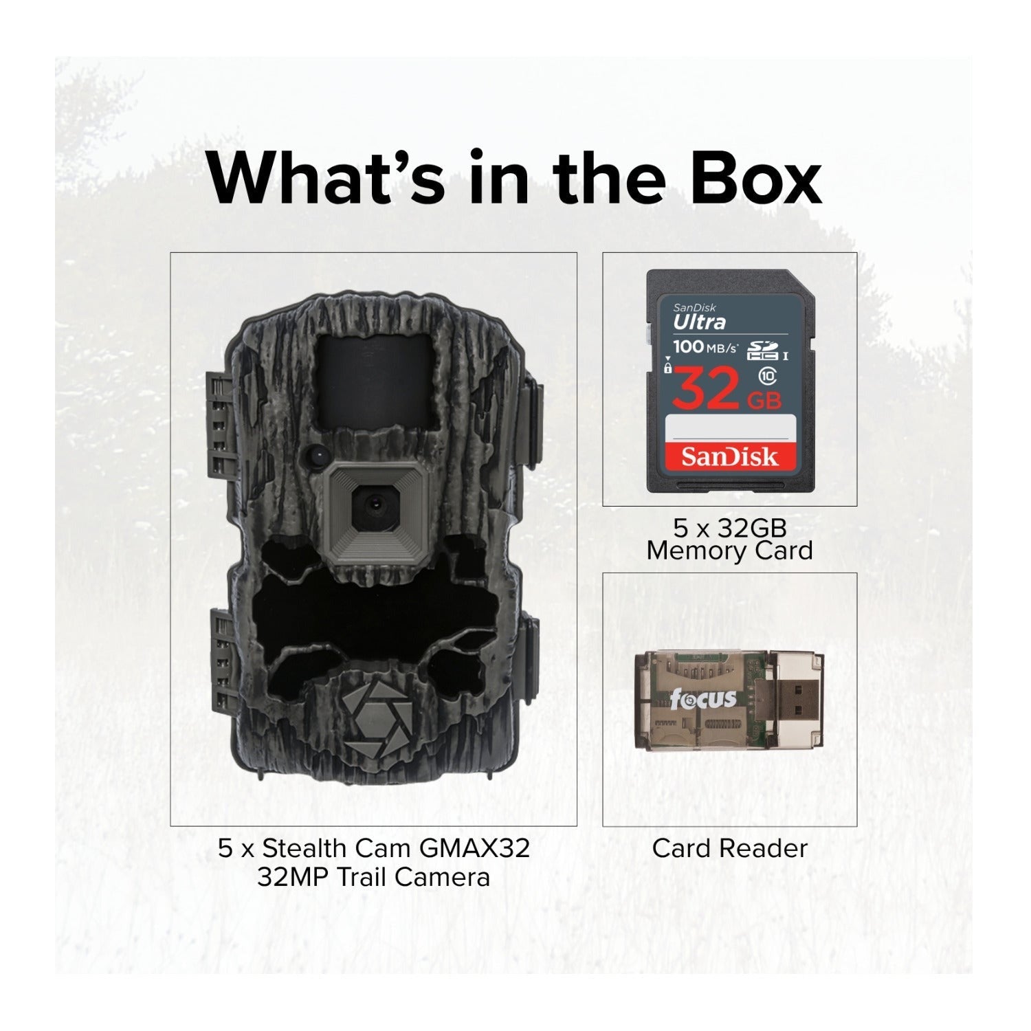 Stealth Cam GMAX32 - 32MP 1080p HD Video Trail Camera (5-pack) Bundle